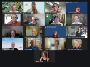 A screenshot from an SPP zoom water cooler meeting depicting 17 participants